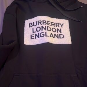 Burberry Black Hoodie with White Text Patch